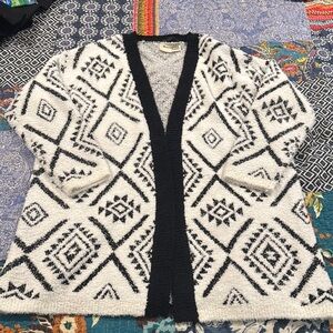 Savanna Jane Black and White Geometric Cardigan Sweater